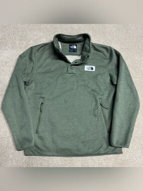 The North Face Jacket Sherpa Patrol Men Large 1/4 Snap Green Pullover Sweatshirt